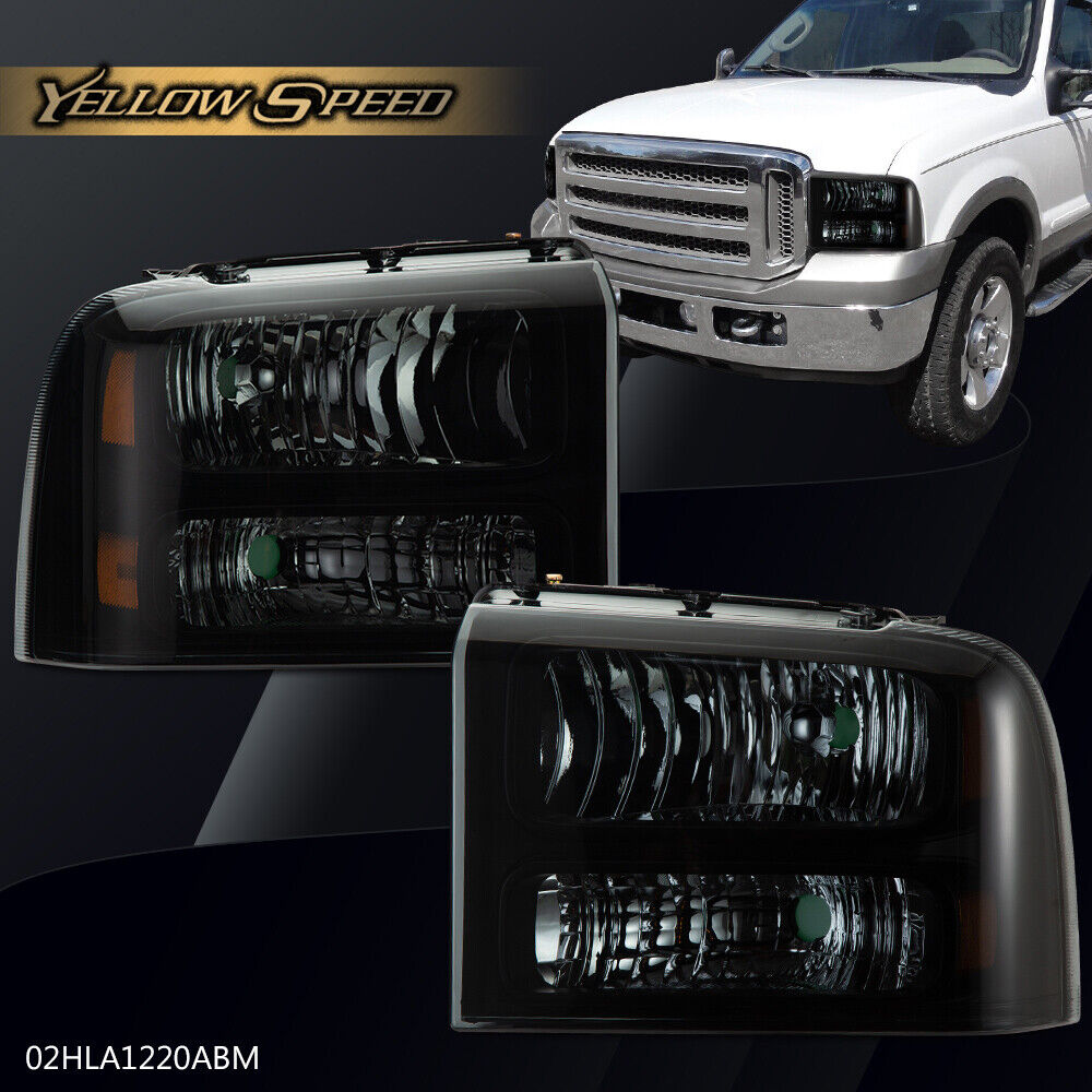 Smoke Lens Headlights Lamps Fit For 2005-2007 Ford SuperDuty F250 F350