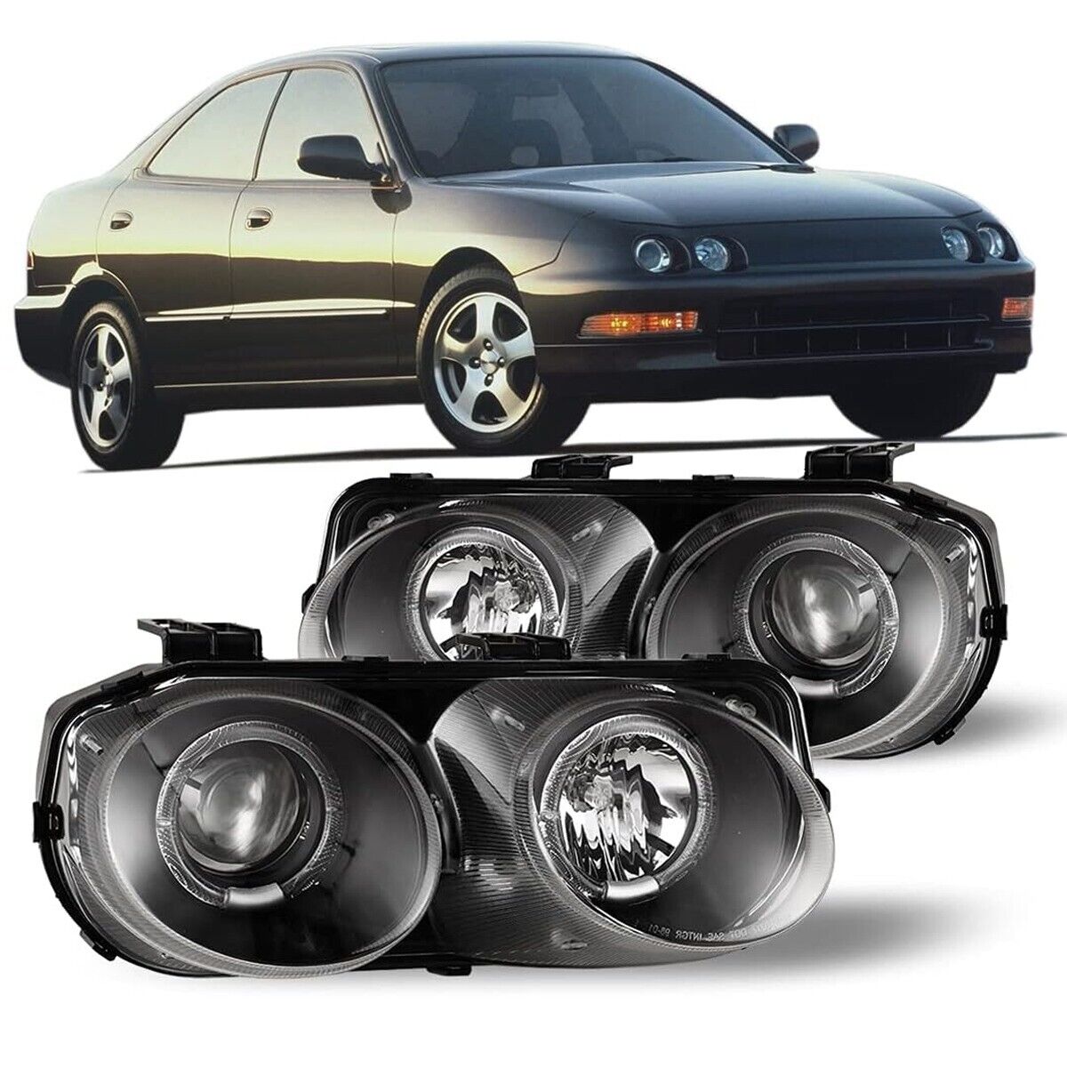 for 1994-1997 Acura Integra Halo Projector Headlights Headlamps Left+Right Pair