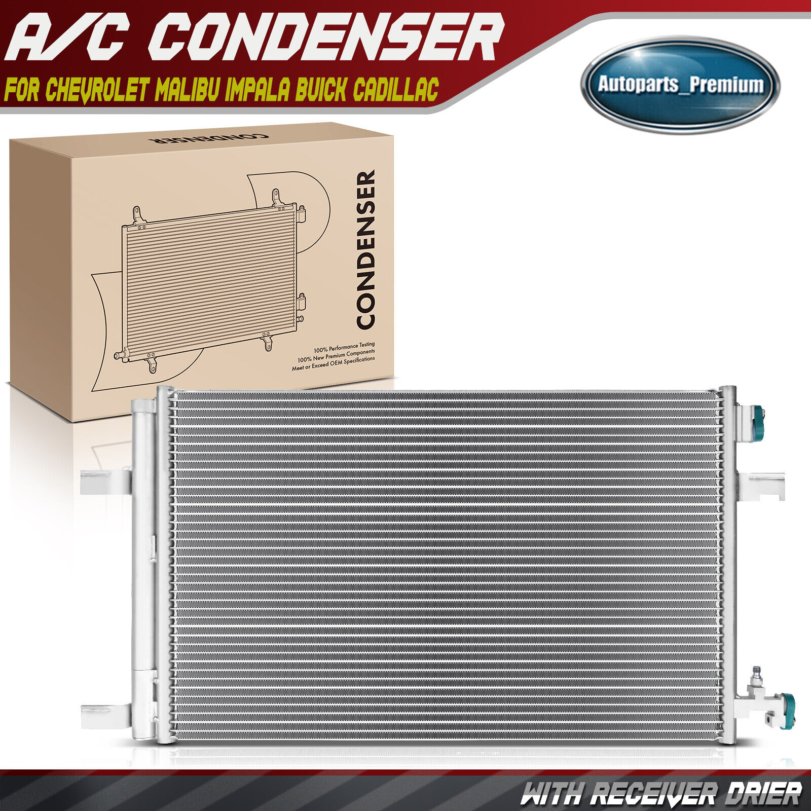 AC Condenser w/ Receiver Drier for Chevrolet Impala Cruze Buick Regal Cadillac