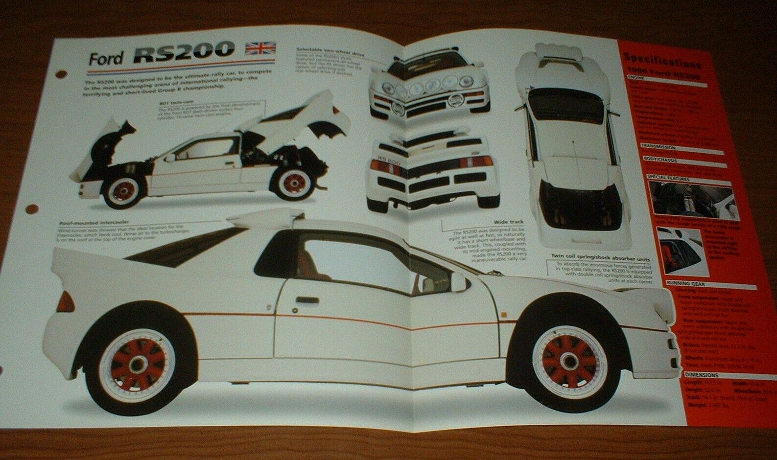 ★★1986 FORD RS200 SPEC SHEET BROCHURE INFO RS 200 84 85 86 87 88 ESCORT GROUP B