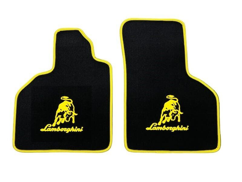 For Lamborghini Gallardo Floor mats carpet Black yellow letter 2pcs 2004-14