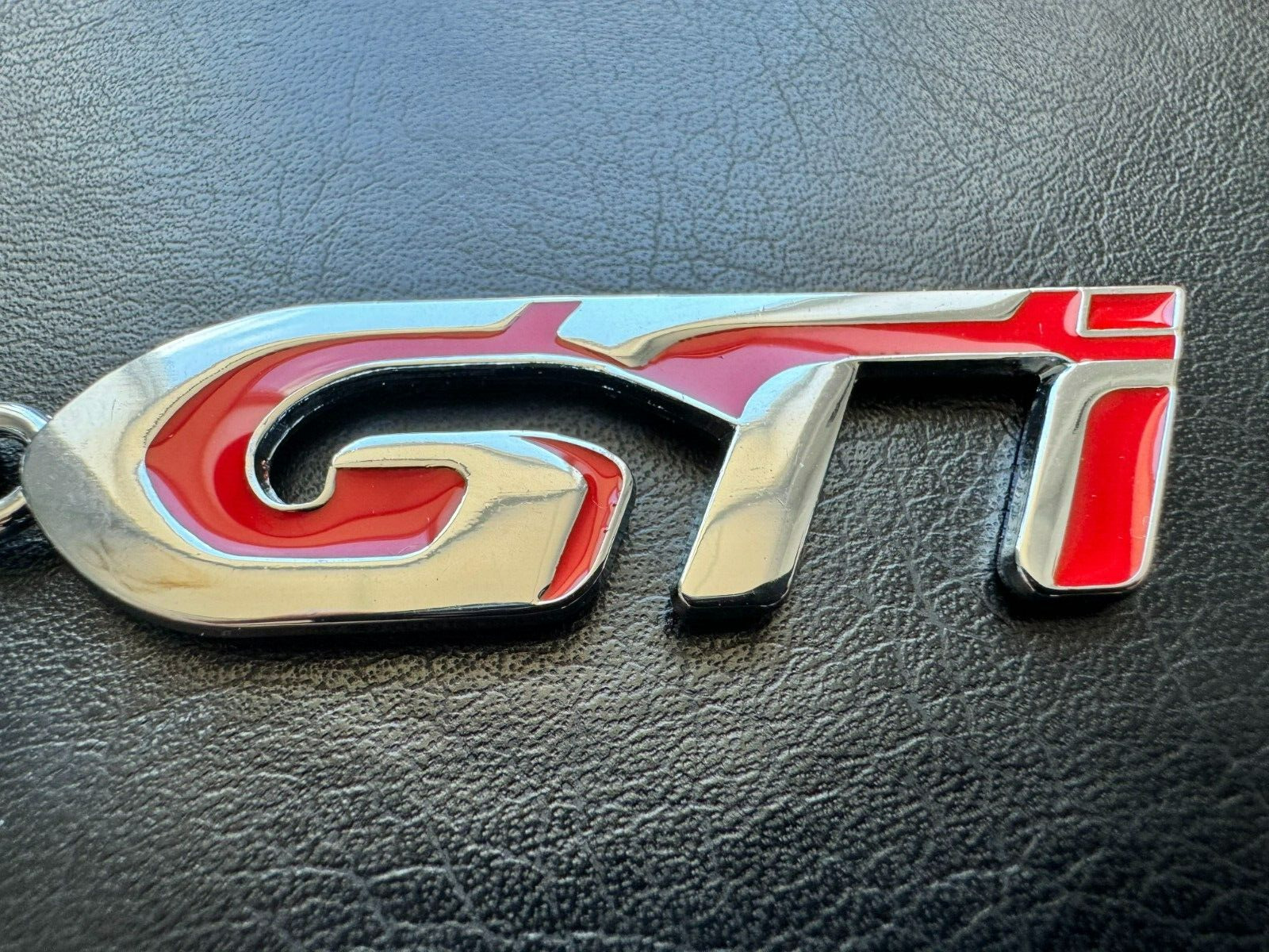 GTI Keychain: Silver VW GTI Keychain with Red Trim, Volkswagen GTI