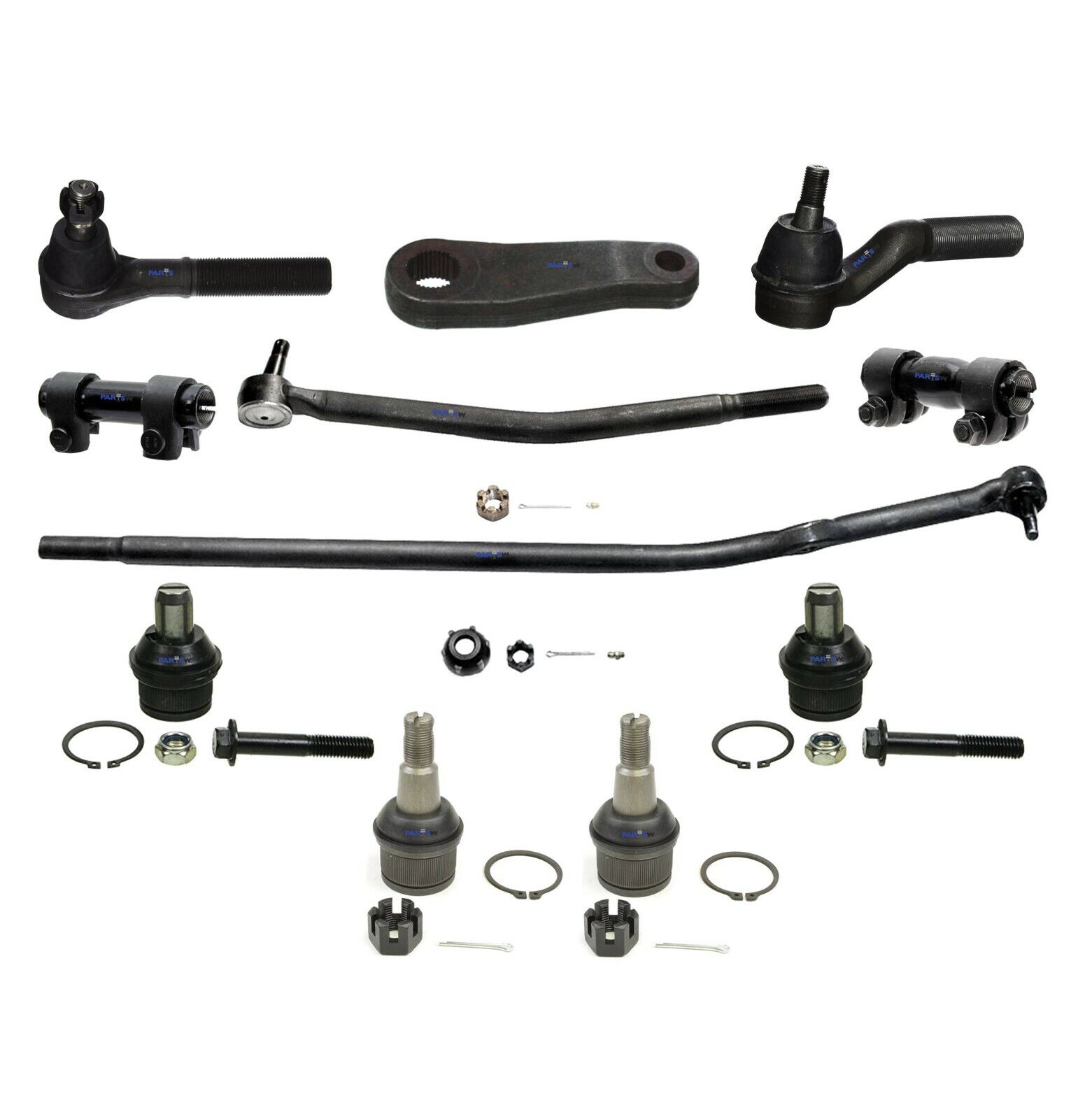 11 Pc Suspension Kit for Ford E-250 E-350 E-450 Tie Rods Ball Joints Pitman Arm