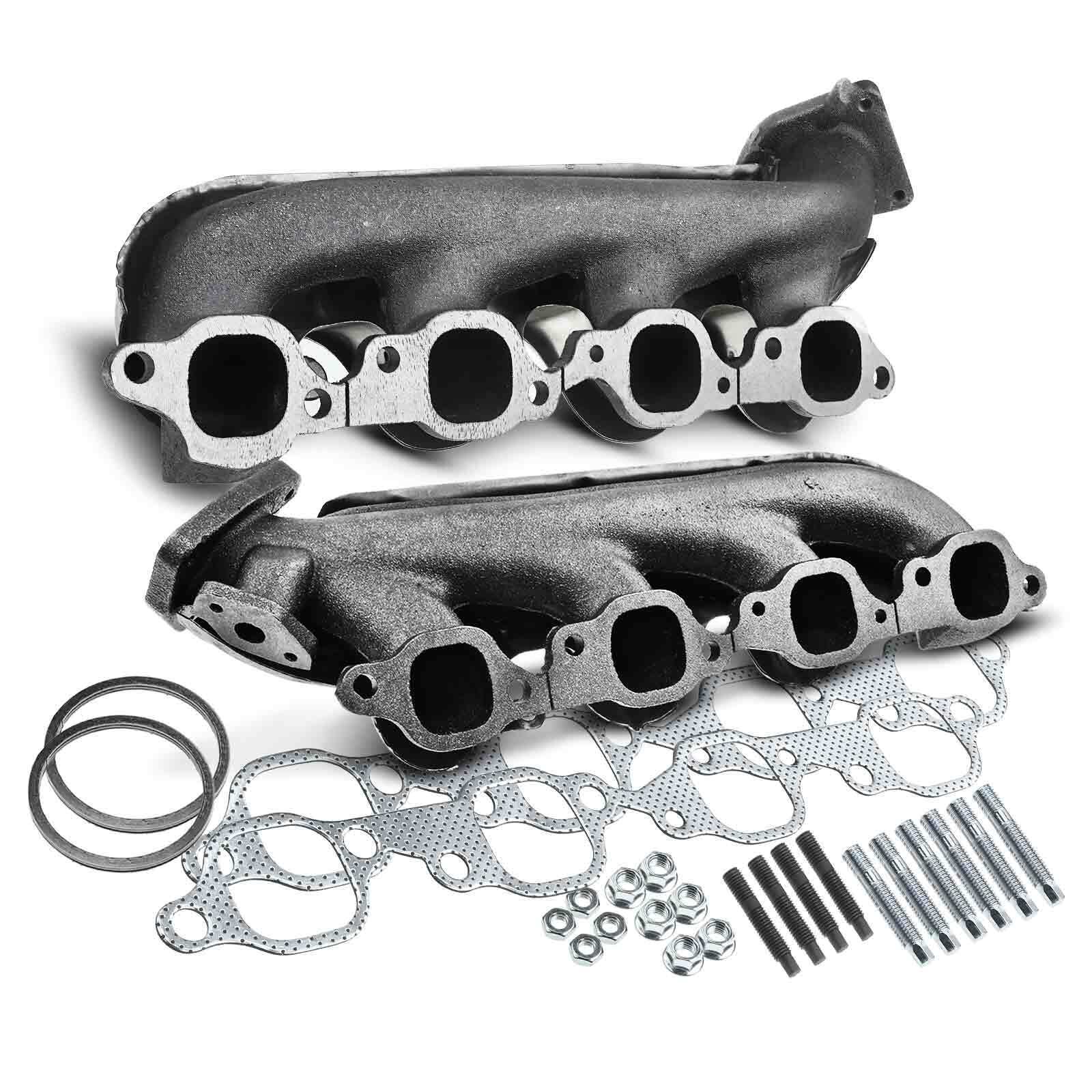 2x Left & Right Side Exhaust Manifold w/ Gasket Kit for Chevrolet GMC V8 8.1L