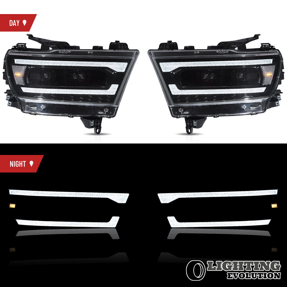 VLAND LED Projector Headlights For 19-23 Dodge RAM 1500 Sequential Clear Corner