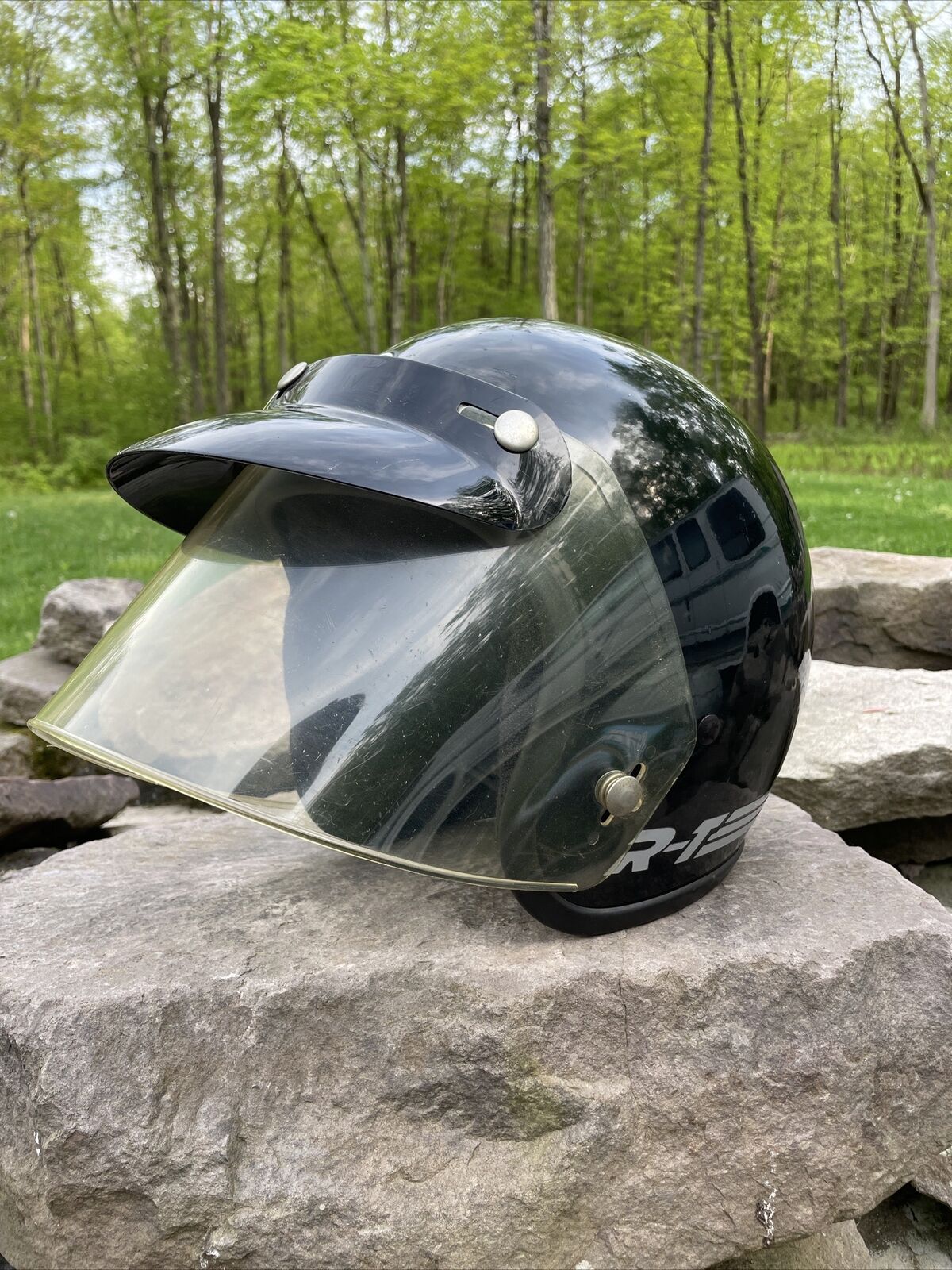 Vintage Rare Bell RT Helmet Black Motorcycle Racing USA   Awesome