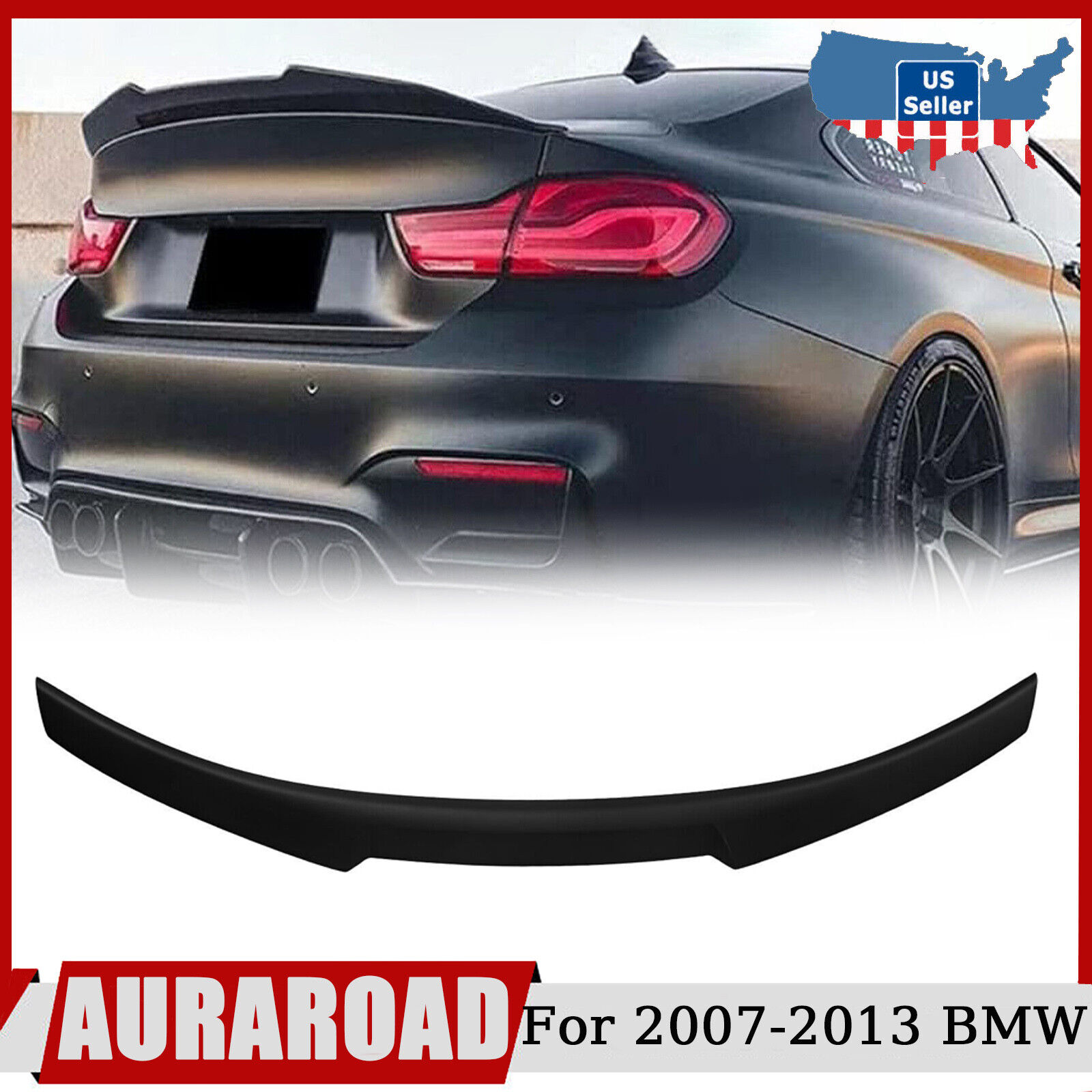 For 2007-13 BMW E92 Coupe 335i 328i Rear Trunk Spoiler Wing M4 Style Matte Black