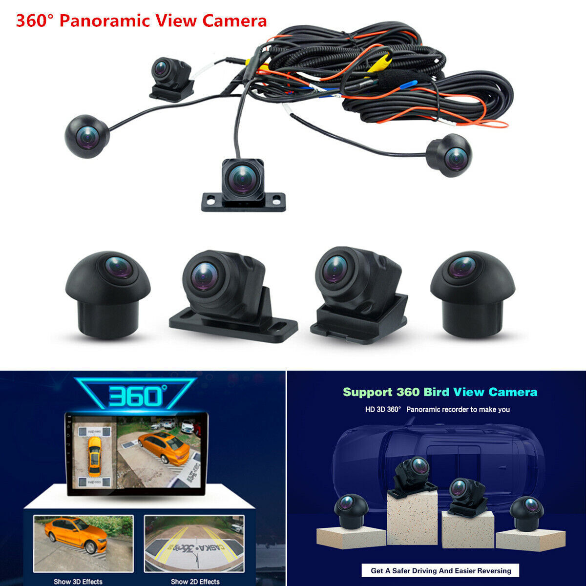 360° Surround View Panoramic Cameras For 360° Car Stereo Radio GPS Radio Player