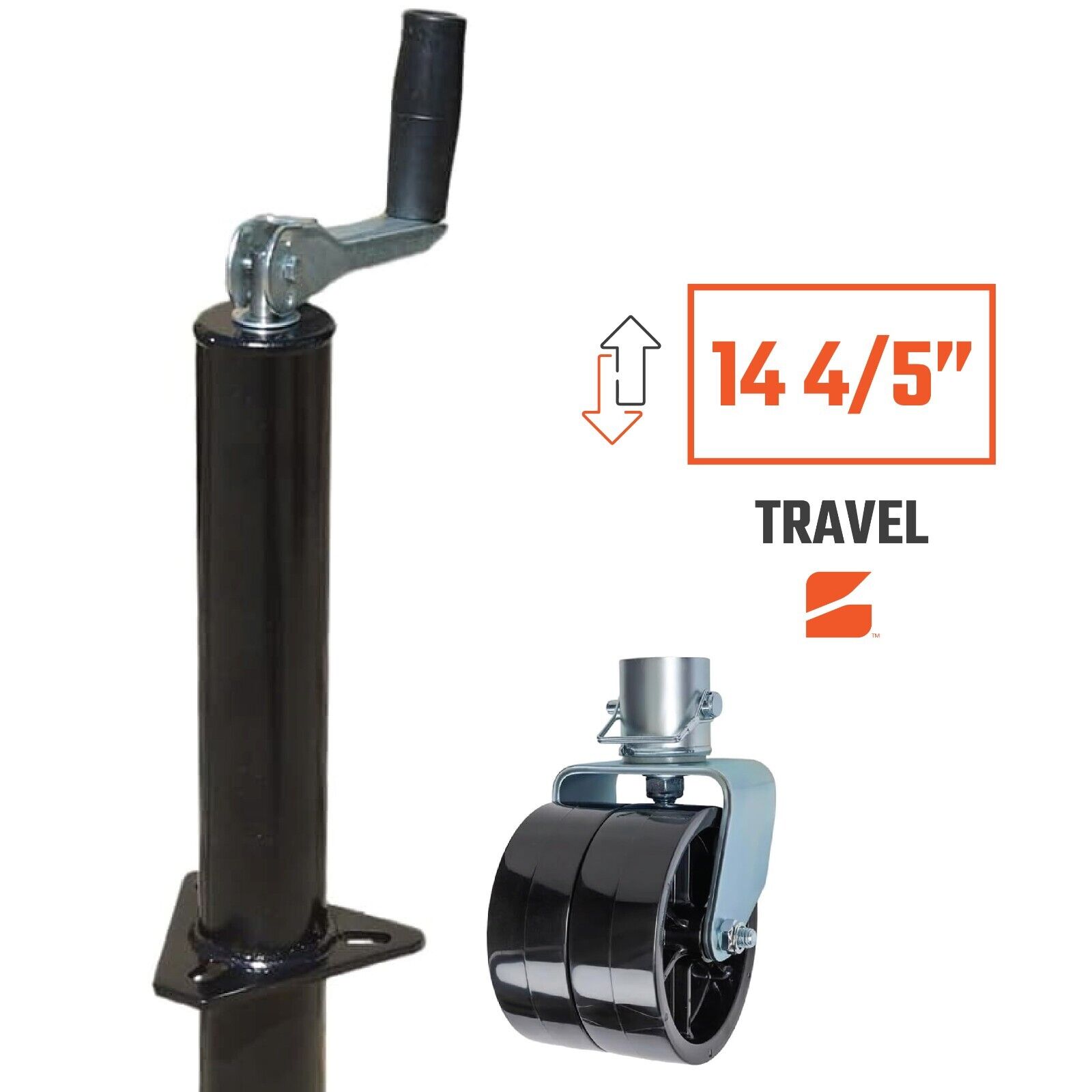 Bastion A Frame Top-Wind Trailer Jack w/ a Double Caster Wheel | 2000lb Capacity