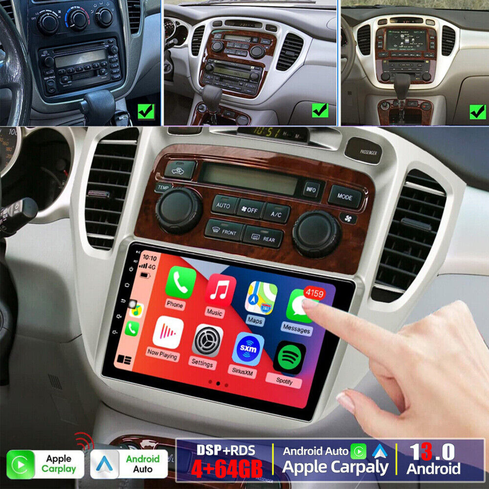 4+64GB For Toyota Highlander 2000-2007 Android 13 Carplay Car Stereo GPS Radio