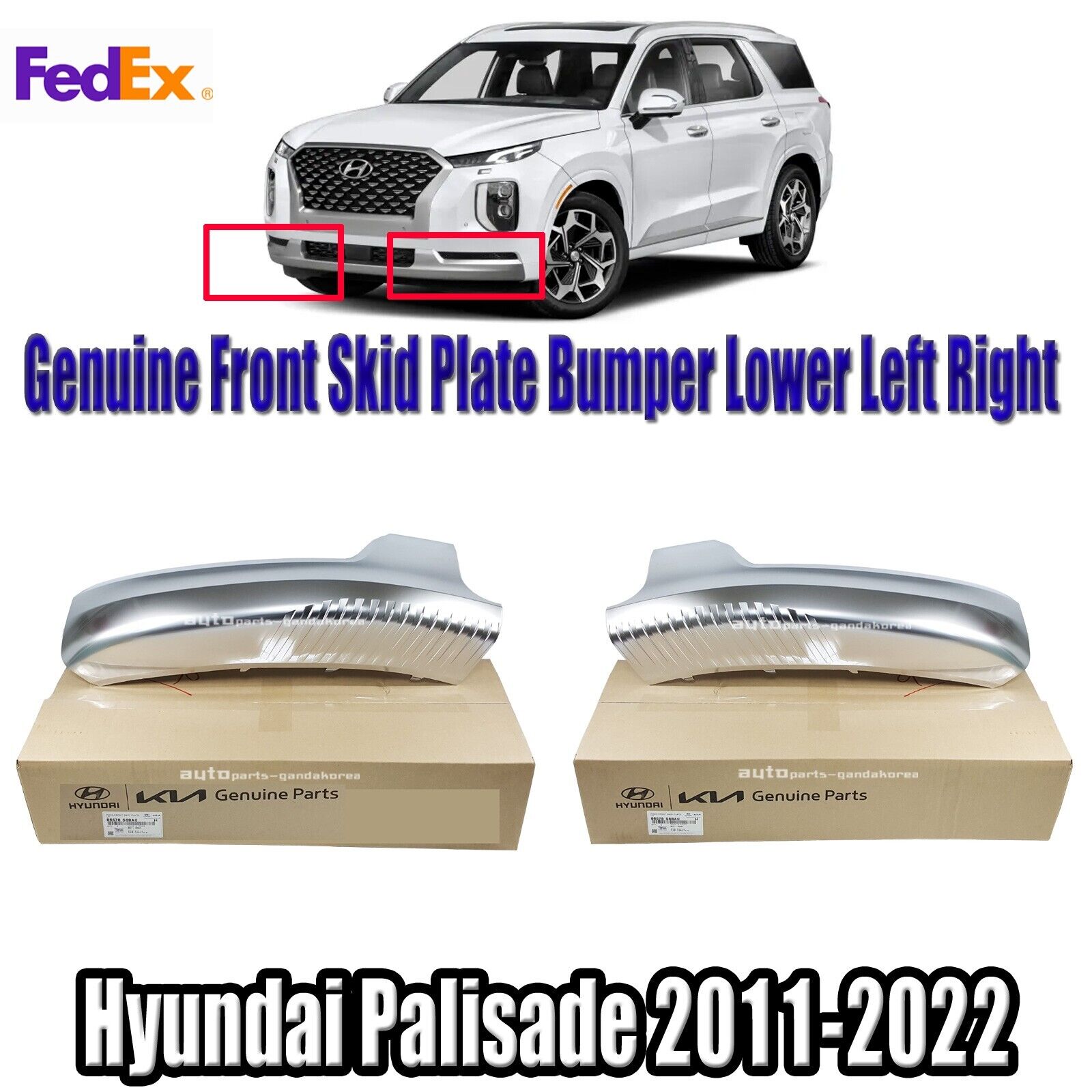 Genuine Front Skid Plate Bumper Lower Left Right For Palisade Calligraphy 21-22