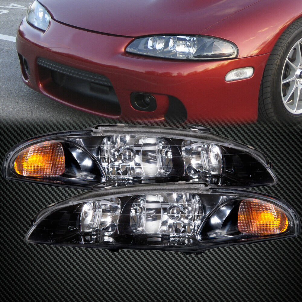 Headlights Set Pair Fits 97-99 Mitsubishi Eclipse Rs Gs