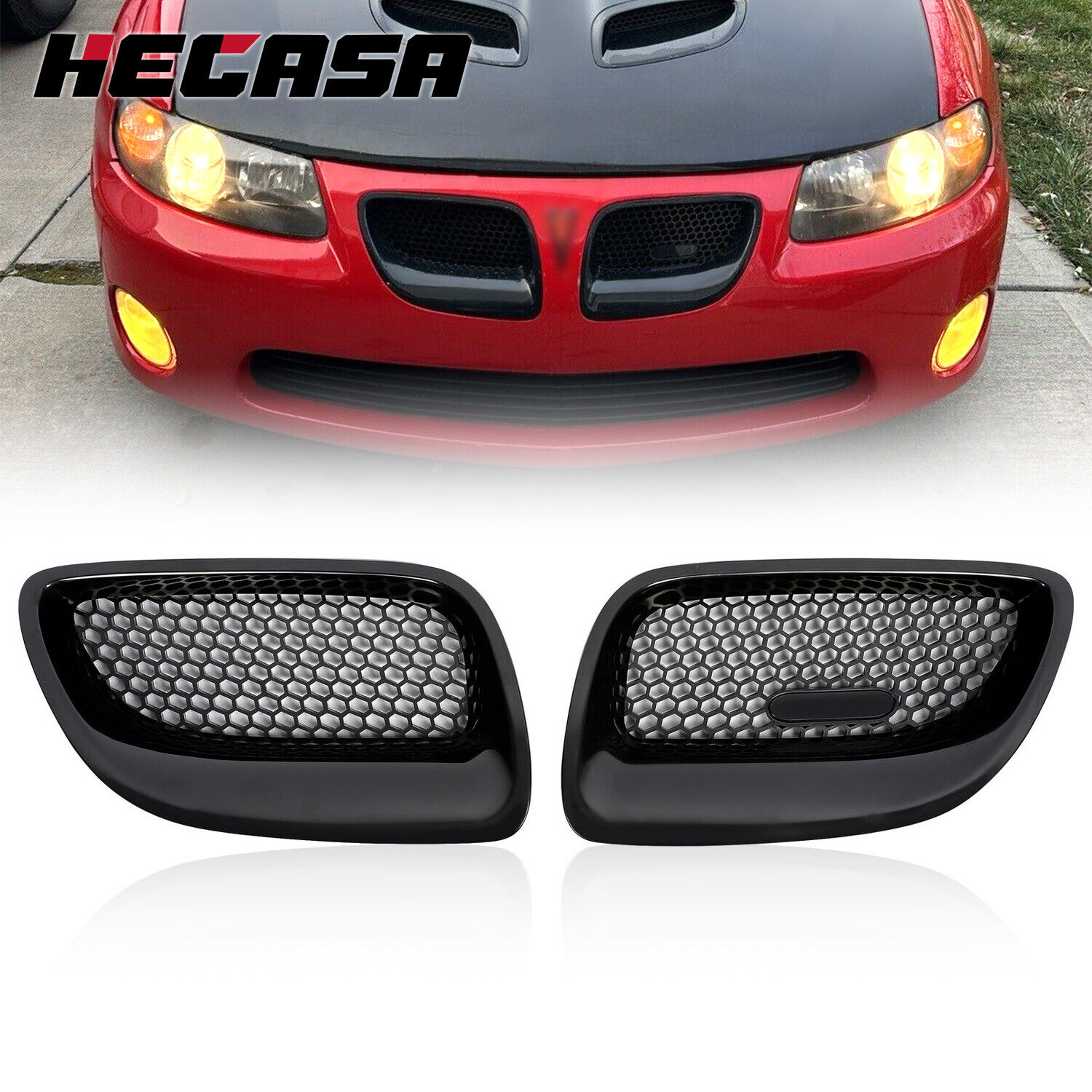 HECASA Pair ABS Front Bumper Grille Assembly Kit For Pontiac GTO 2004 2005 2006