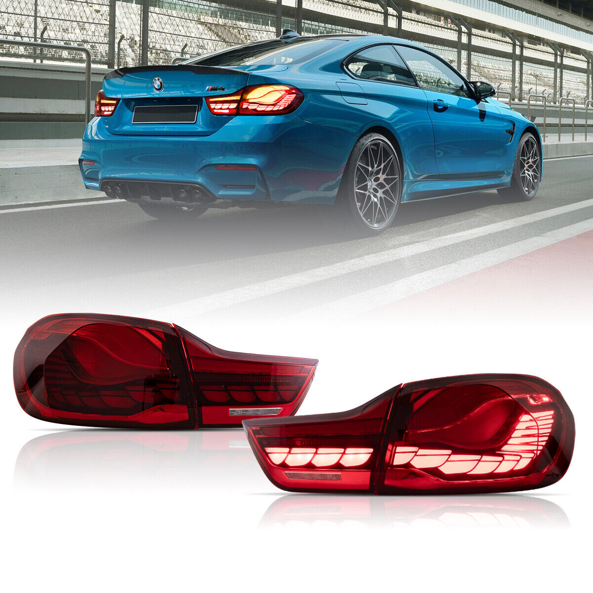 VLAND GTS OLED Tail Lights For BMW M4 4-Series F32 F82 2014-20 w/Sequential Turn