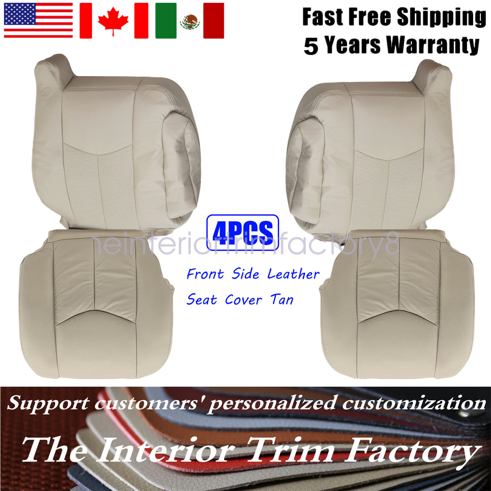 For 2003-2006 Cadillac Escalade Driver&Passenger Bottom+Lean Back Seat Cover Tan