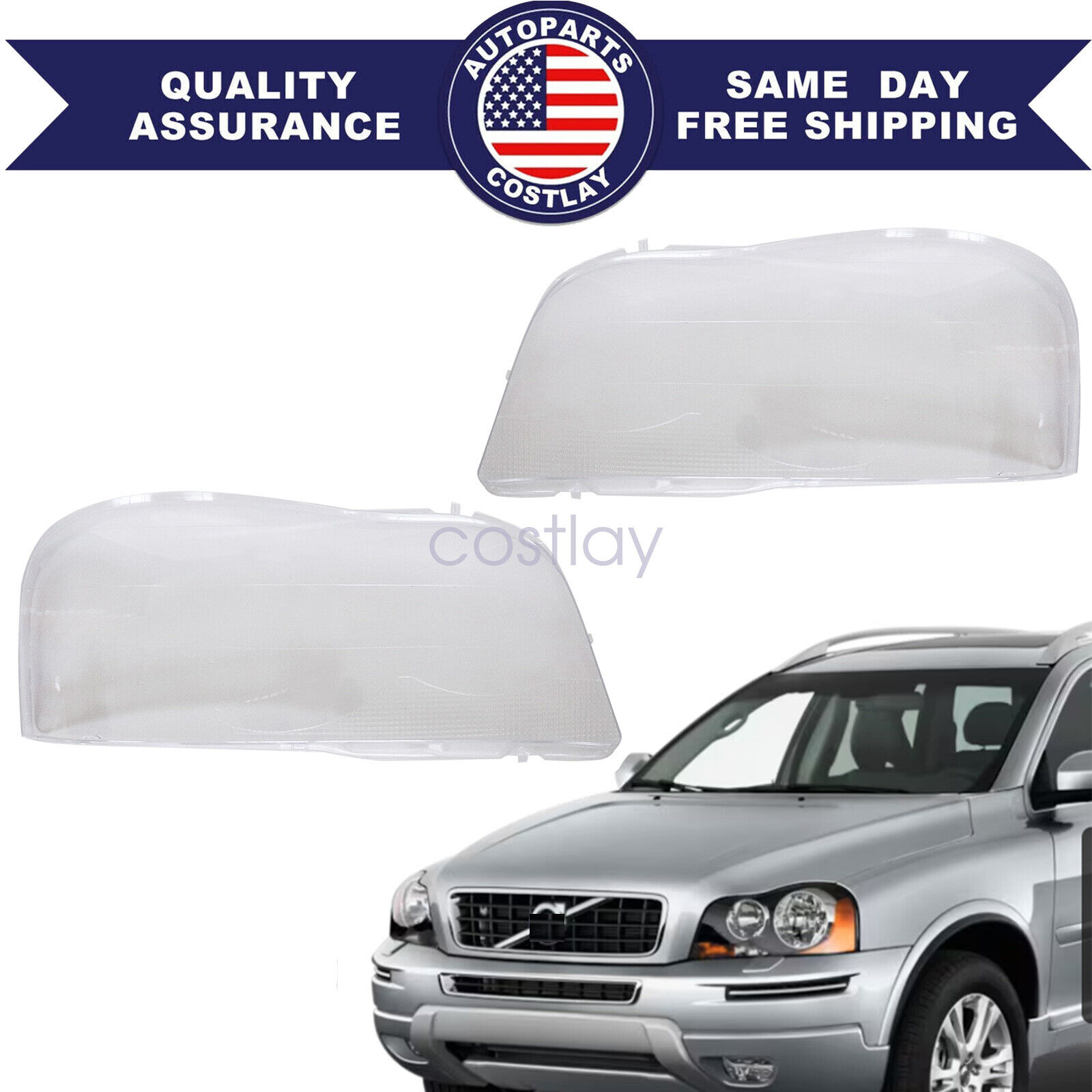 For Volvo XC90 2006-2014 Car Headlight Lens Cover Lampshade Pair US