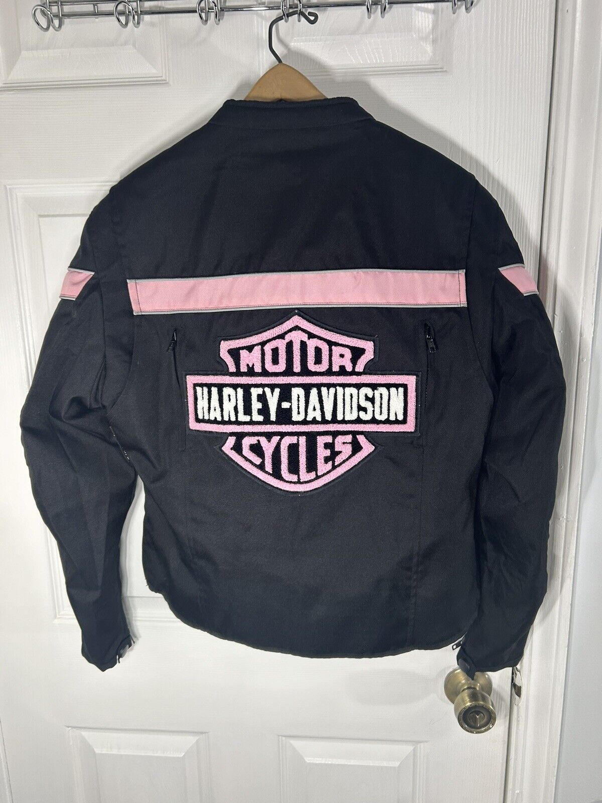 Woman’s  Harley Davidson Motorcycle Riding Jacket Pink And Black Size S