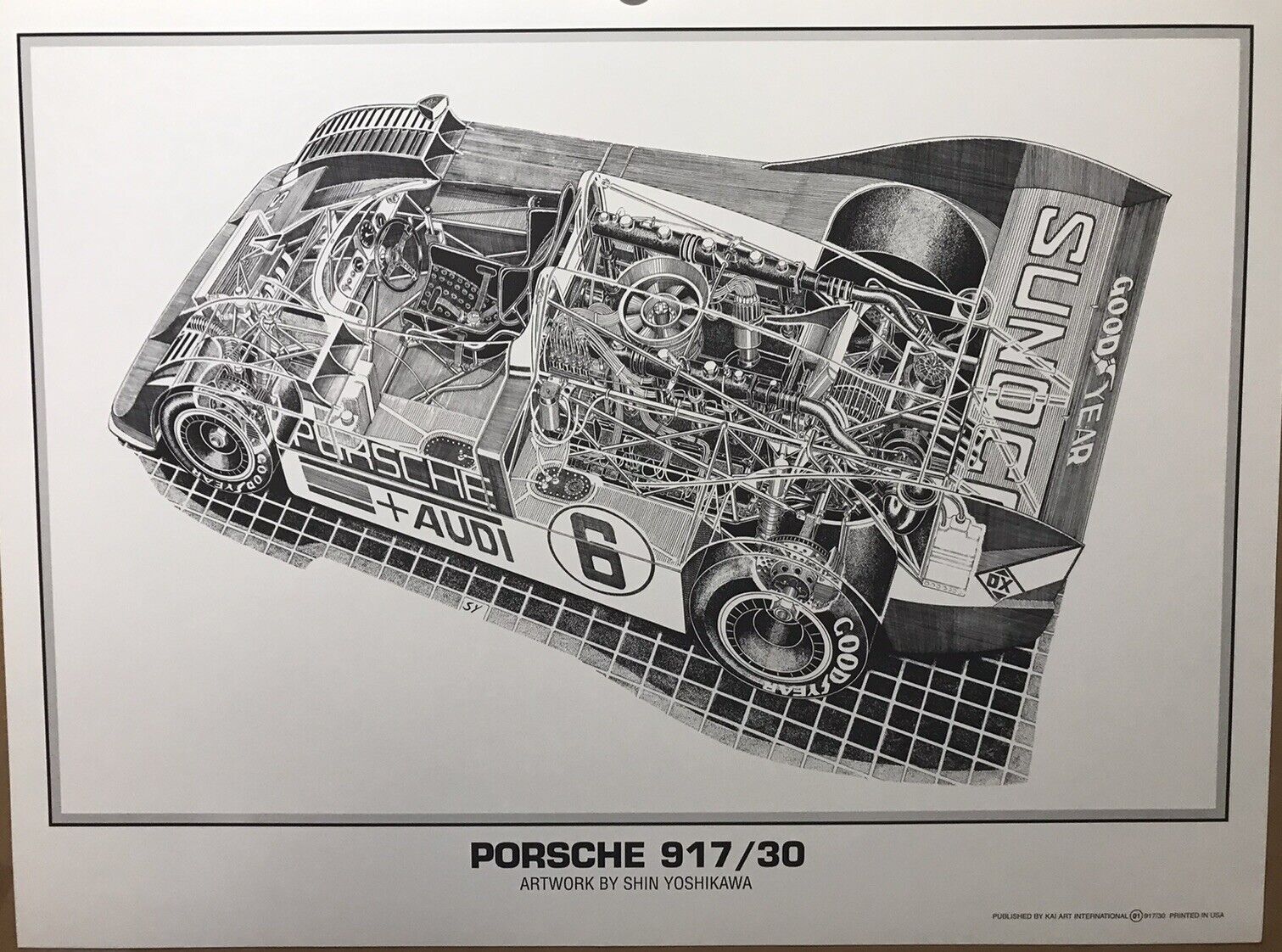 Porsche 917/30 Cutaway - S.Yoshikawa Rare Stunning Car Poster Own It One Only
