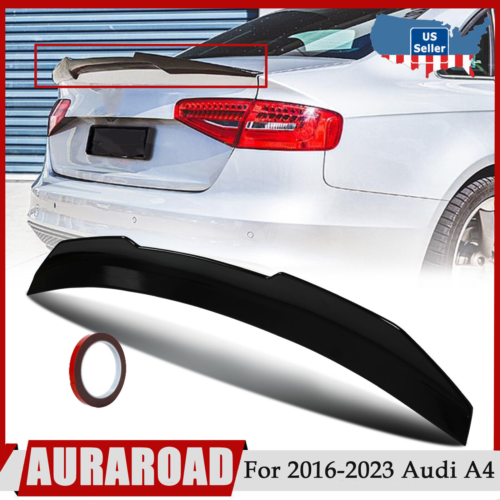 Rear Trunk Spoiler For 2013-16 Audi A4 B8.5 Sedan Highkick Duckbill Gloss Black