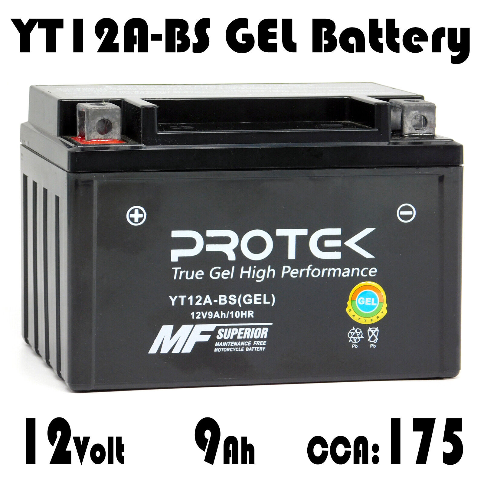 12V 9Ah YT12A-BS Gel Battery for 1999-2007 Suzuki Hayabusa GSX1300R SV650 SFV650