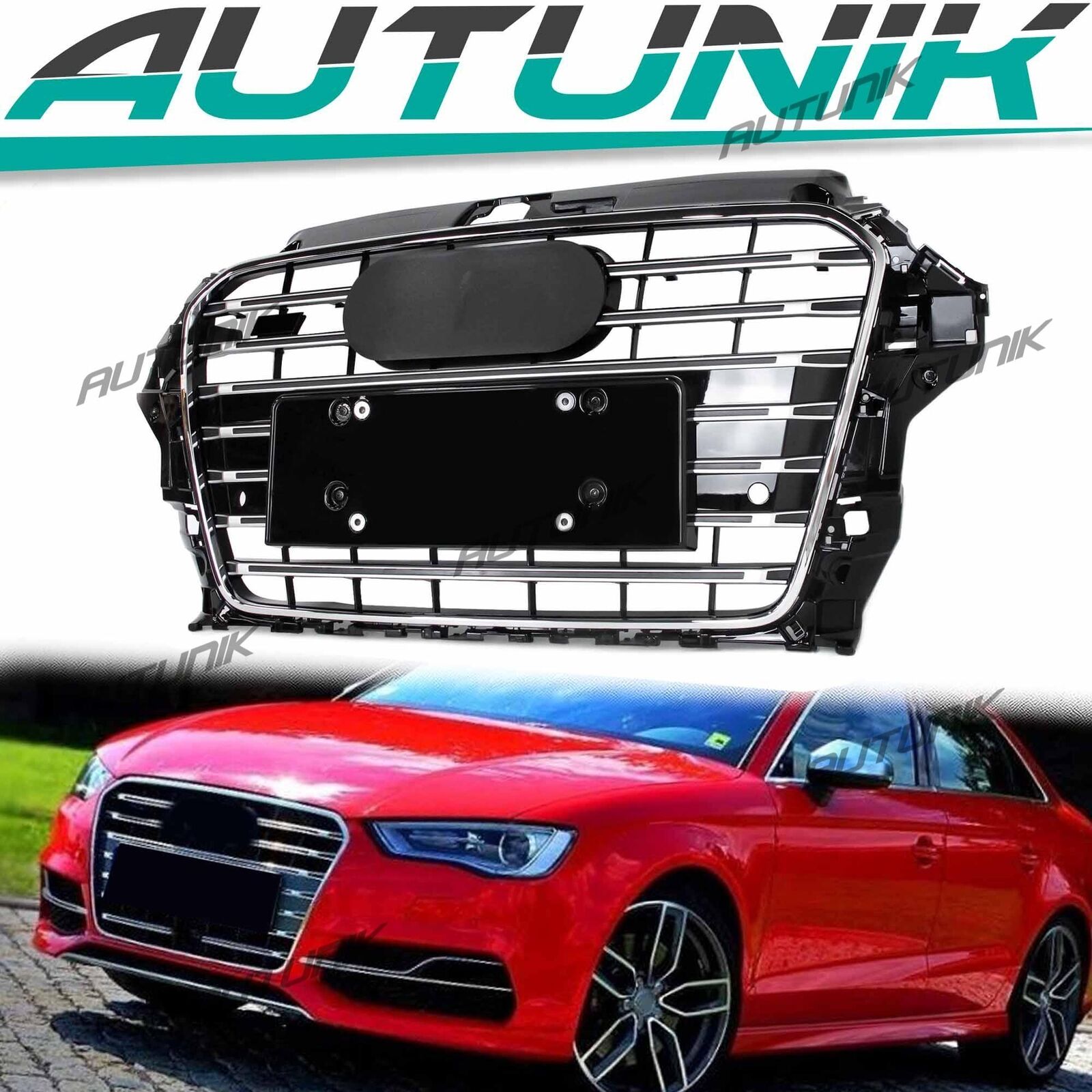 Chrome Front Hood Grille S3 Style for Audi 8V A3 S3 2013-2015 2016
