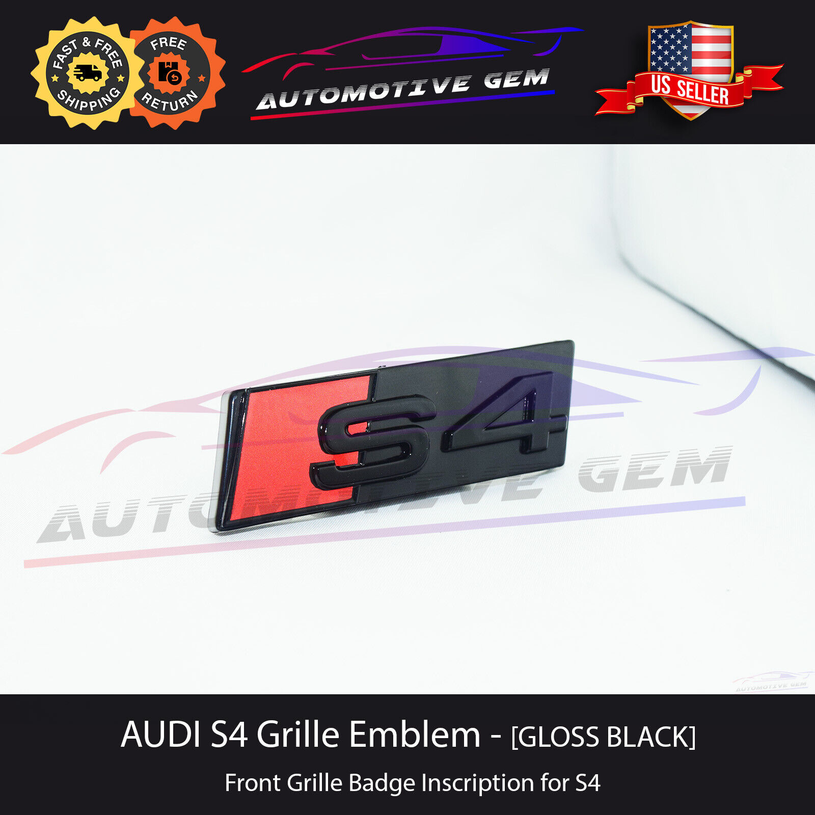 Audi S4 Front Grille Badge GLOSS BLACK Emblem S line Inscription Nameplate A4