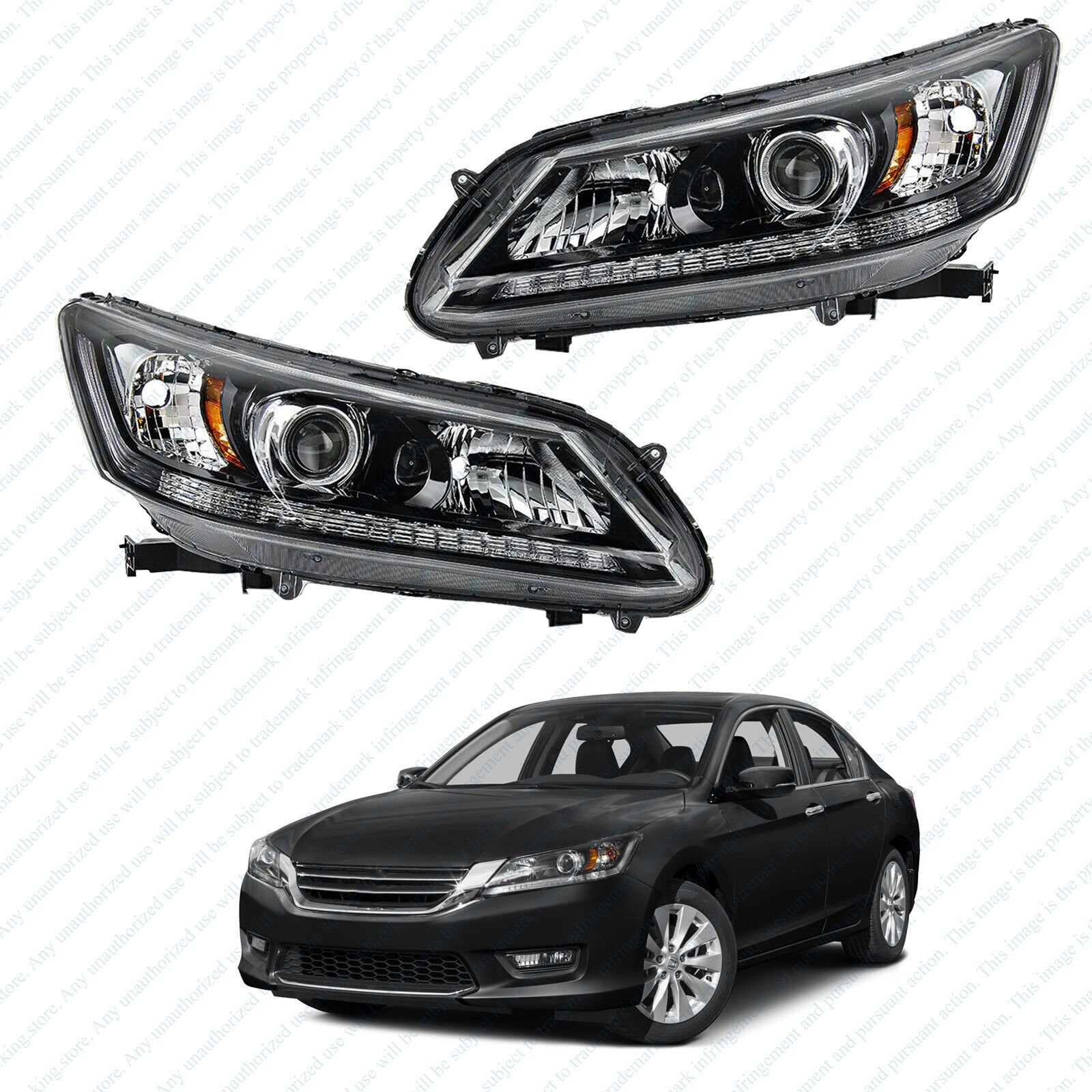 For 2013 2014 2015 Honda Accord Sedan Halogen Headlight Assembly Left Right Pair