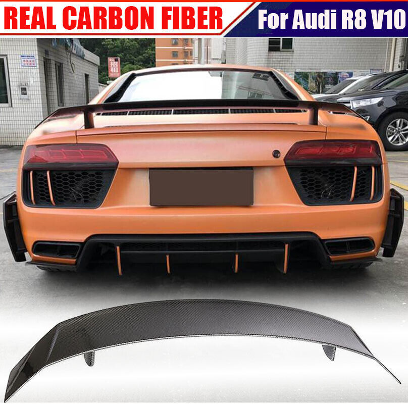 REAL CARBON Rear Trunk Spoiler Boot Wing Fit for Audi R8 V10 Gen 2 Coupe 2016-19