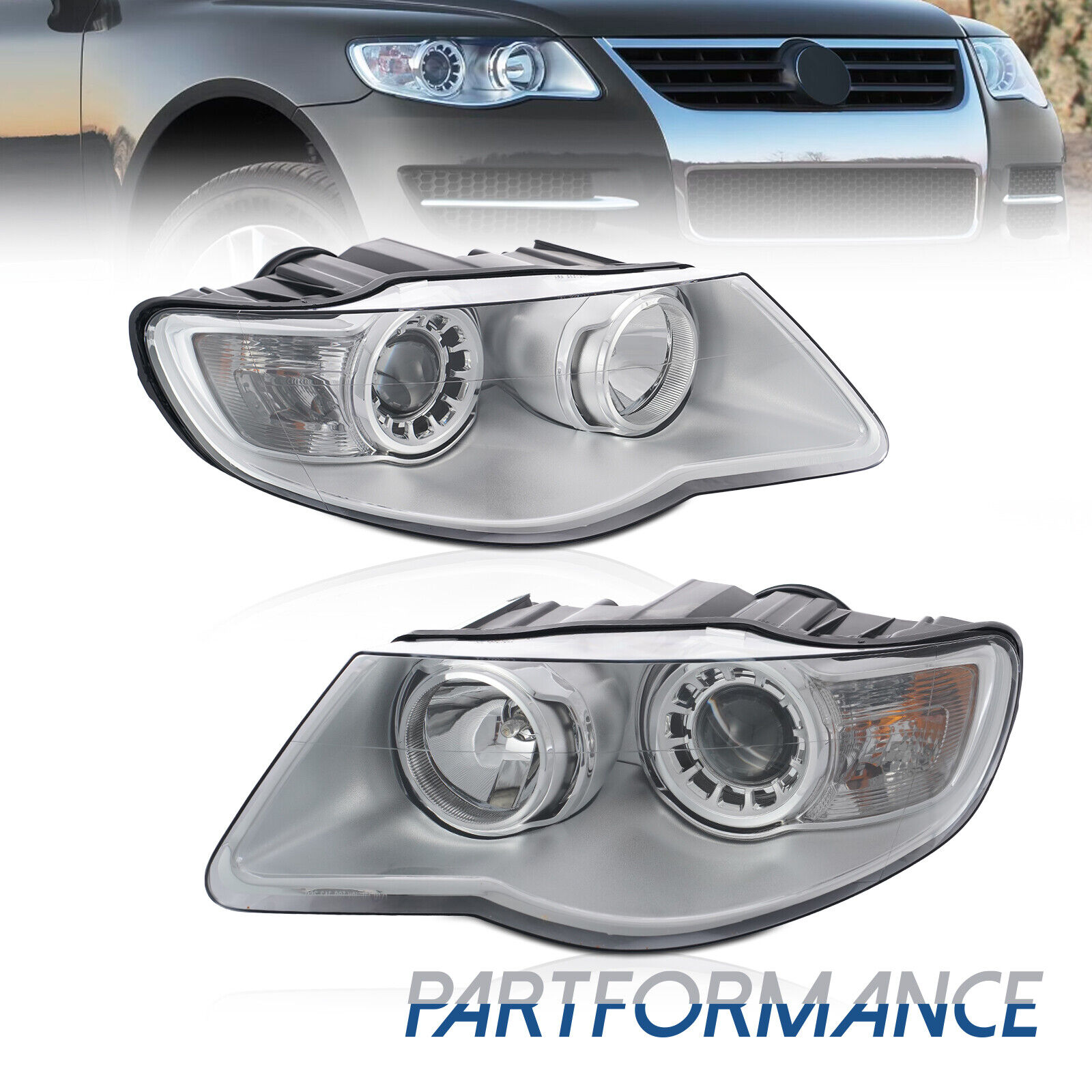 For 2008-2010 Volkswagen Touareg Halogen Headlights w/ Bulb Left & Right Side