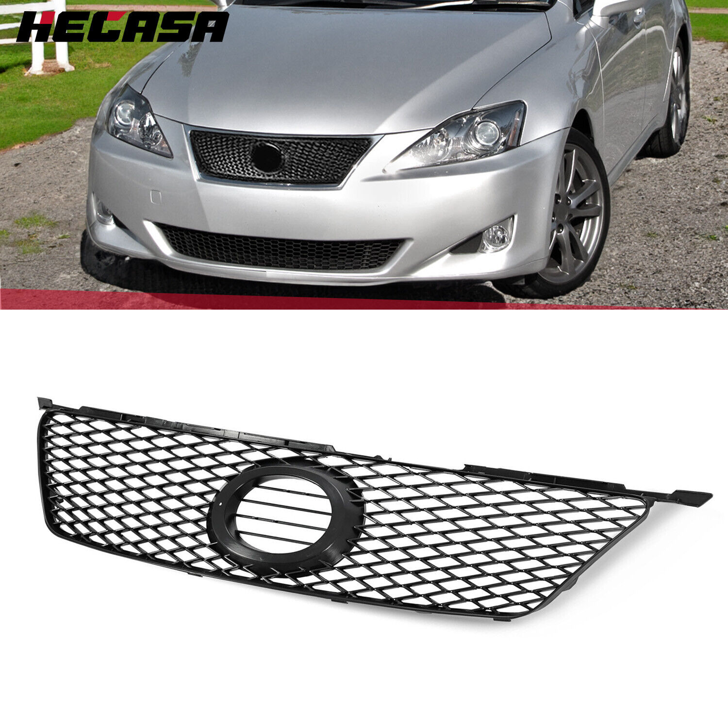 For Lexus IS250 IS350 2006-2008 Black Sport Mesh Grille Front Hood Bumper Grill