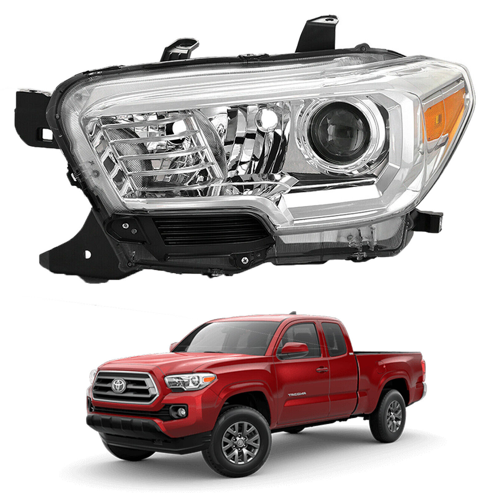 For 2016 2021 Toyota Tacoma Halogen Headlight Assembly w/o LED DRL Driver Side