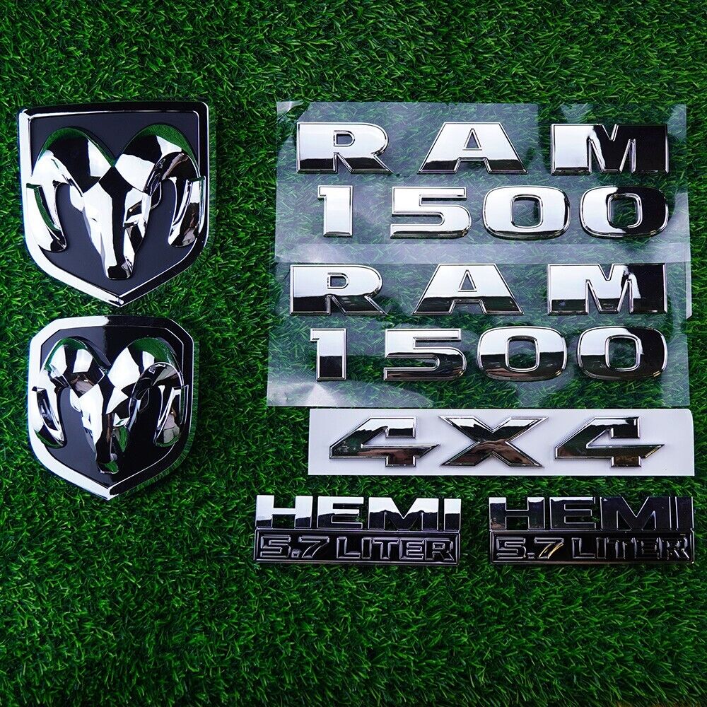 7pcs Siver Black R-A-M 1500 5.7 4x4 For Grille Side Tailboard Emblem 68247898AA