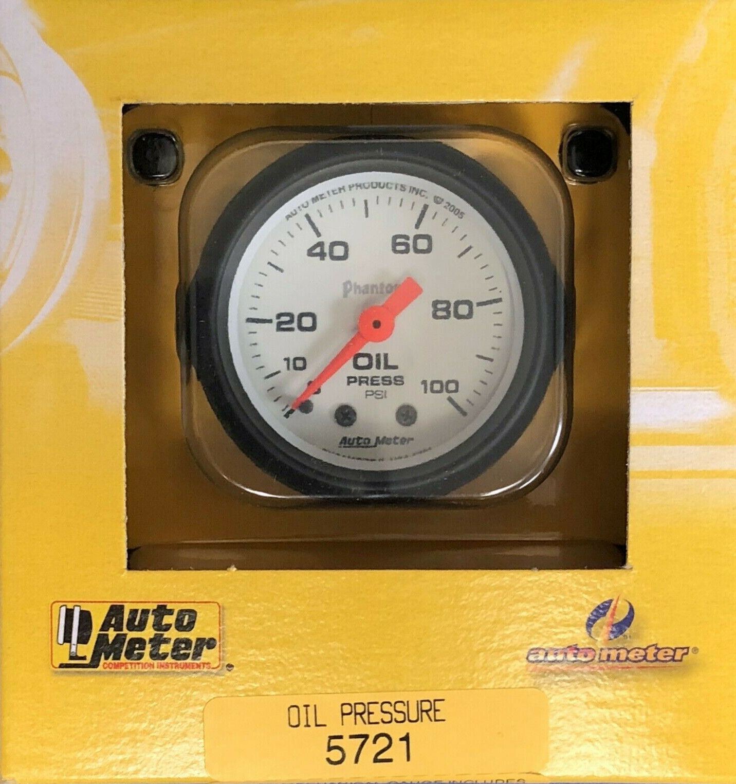 Auto Meter 5721 Phantom Oil Pressure Gauge Mechanical  0-100 PSI 2 1/16\
