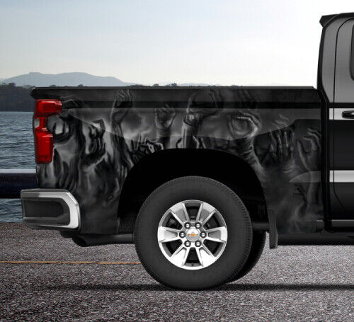 Gray Reaching Zombies Truck Wrap Vinyl Bed Side Graphic Decal Tailgate DSPS