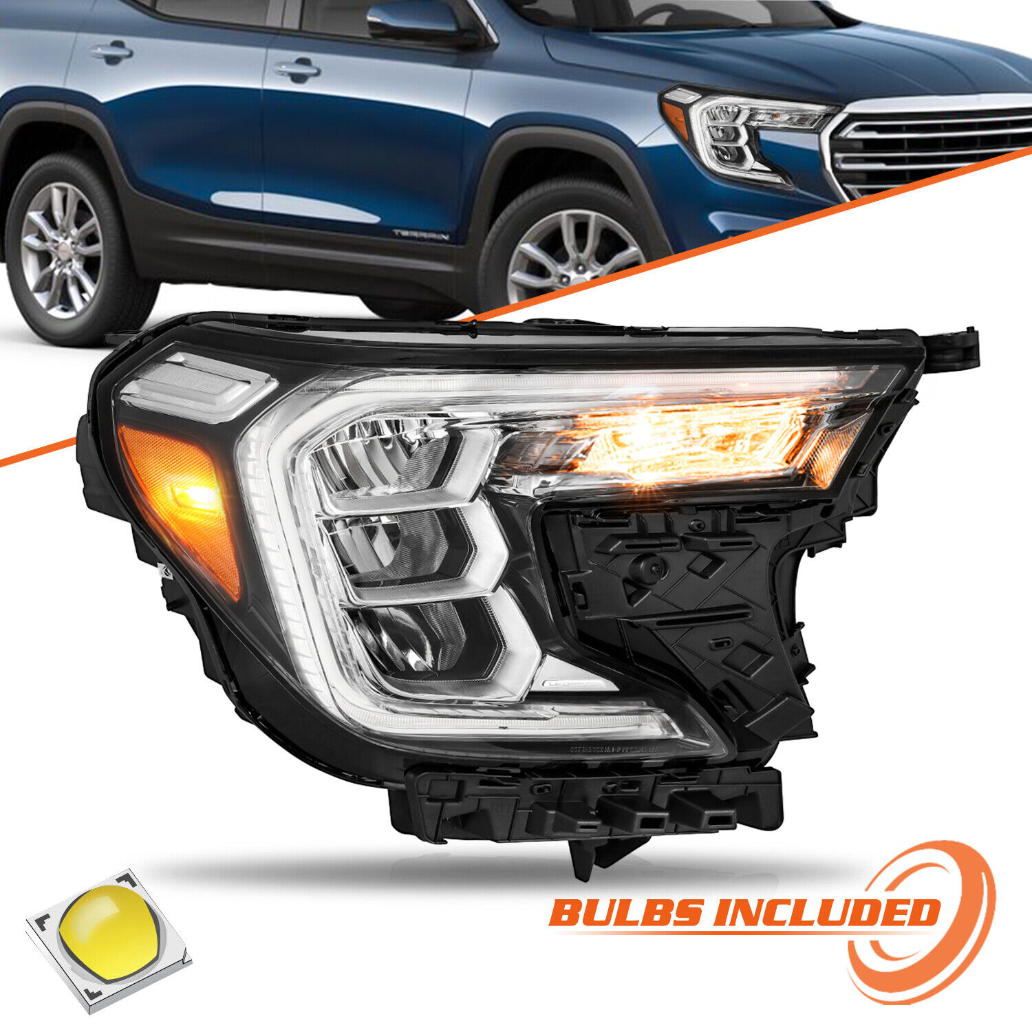 For 2022-2024 GMC Terrain FACTORY Headlight w/o LED Turn Signal Lamps Right Side