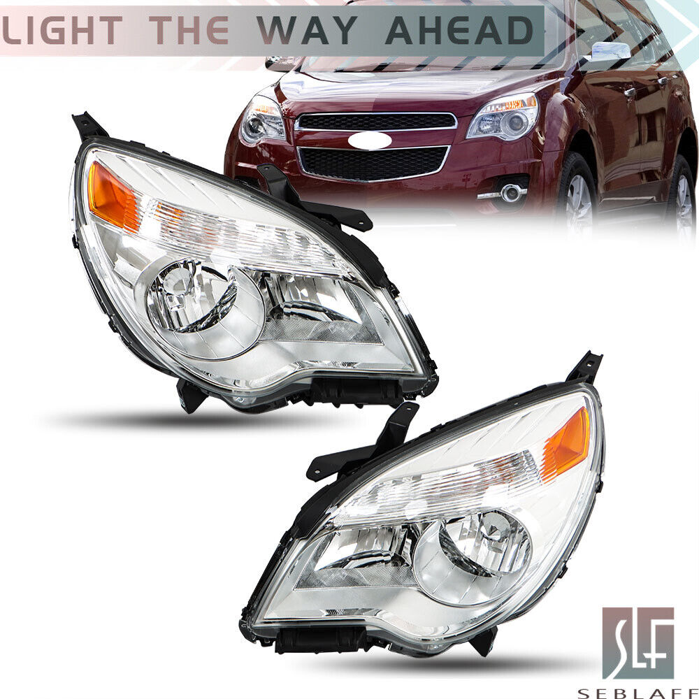 For 2010-2015 Chevy Equinox LT/LS Headlight Halogen Type LH + RH Chrome