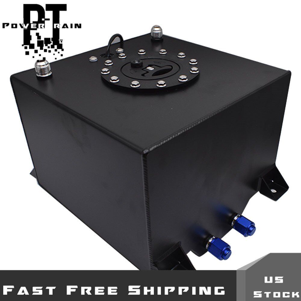 Black 5 Gallon Coated Aluminum Fuel Cell Gas Tank & Level Sender Racing/drifting