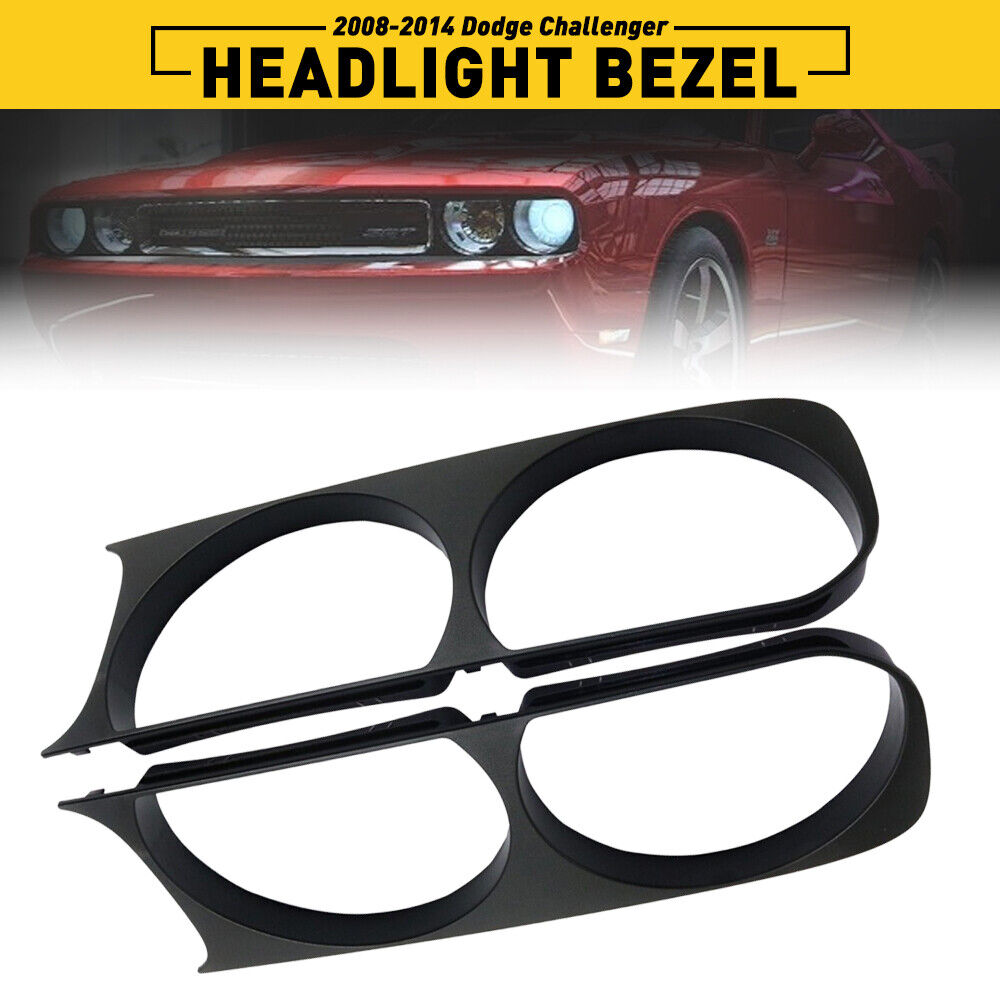 For 2008-2014 Dodge Challenger Headlight Bezel Set of 2 Left and Right Side