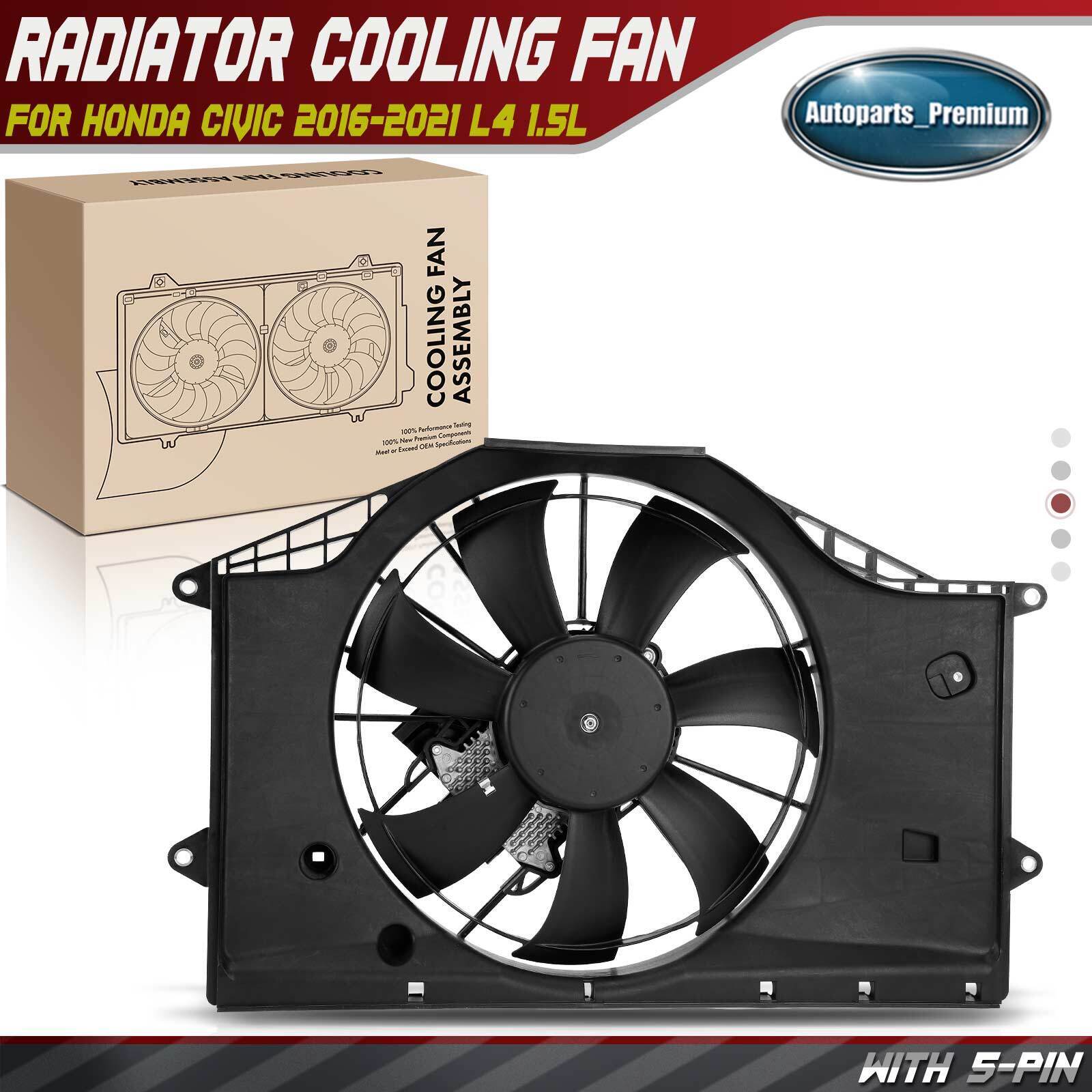 Radiator Cooling Fan Assembly for Honda Civic 2016-2021 1.5L w/ Brushless Motor