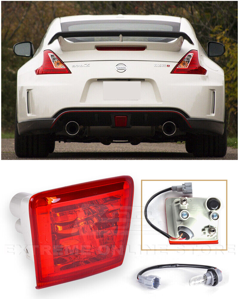 For 09-21 Nissan 370Z Z34 JDM Crystal Red Lens Rear Fog Lights Tail Brake Lamps