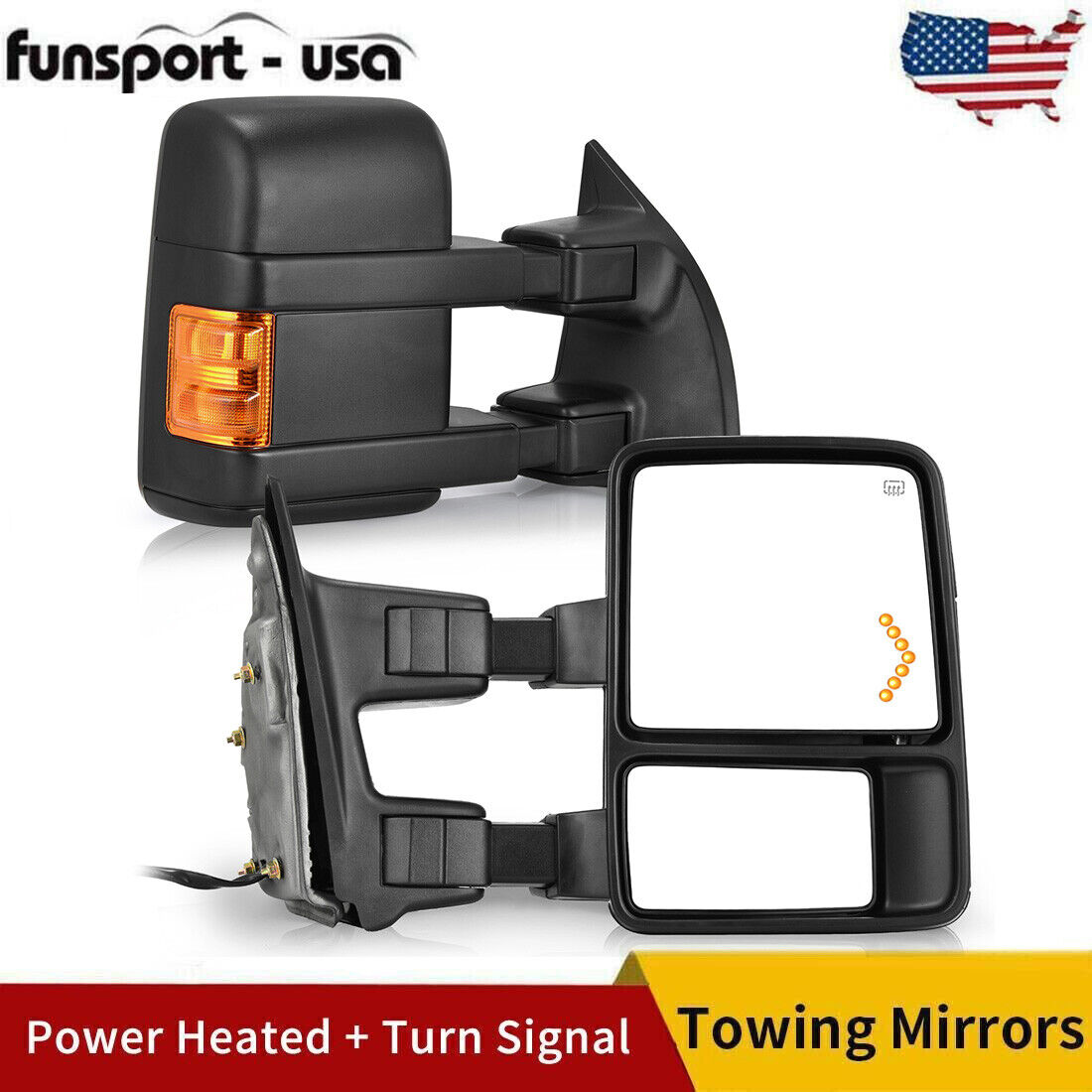 Tow Mirrors for 08-16 Ford F250 F350 F450 Super Duty Power Heated Turn Signal