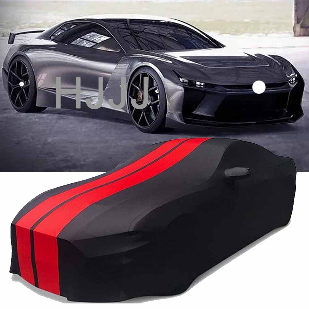 Satin Stretch Indoor Car Cover Dustproof Protect for Chevrolet Camaro Black/Red