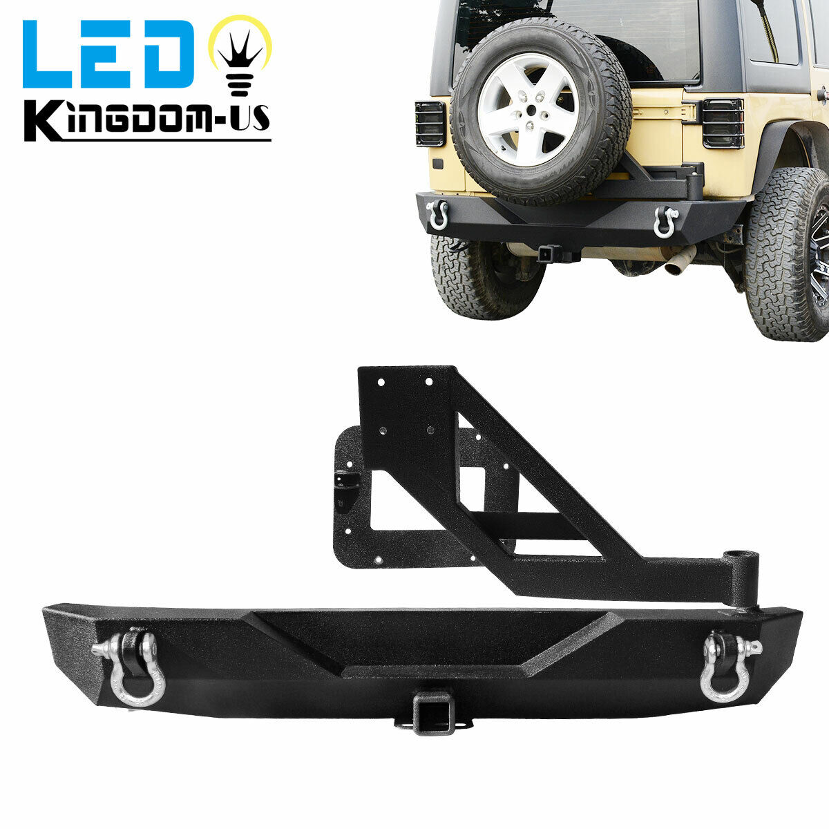 Textured Rear Bumper w/ Tire Carrier for 2007-2018 Jeep Wrangler JK Unlimited