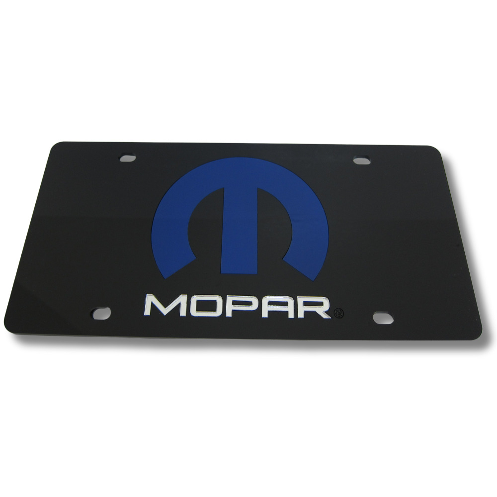 Mopar Emblem Inlaid Design Matte Black License Plate Official Licensed