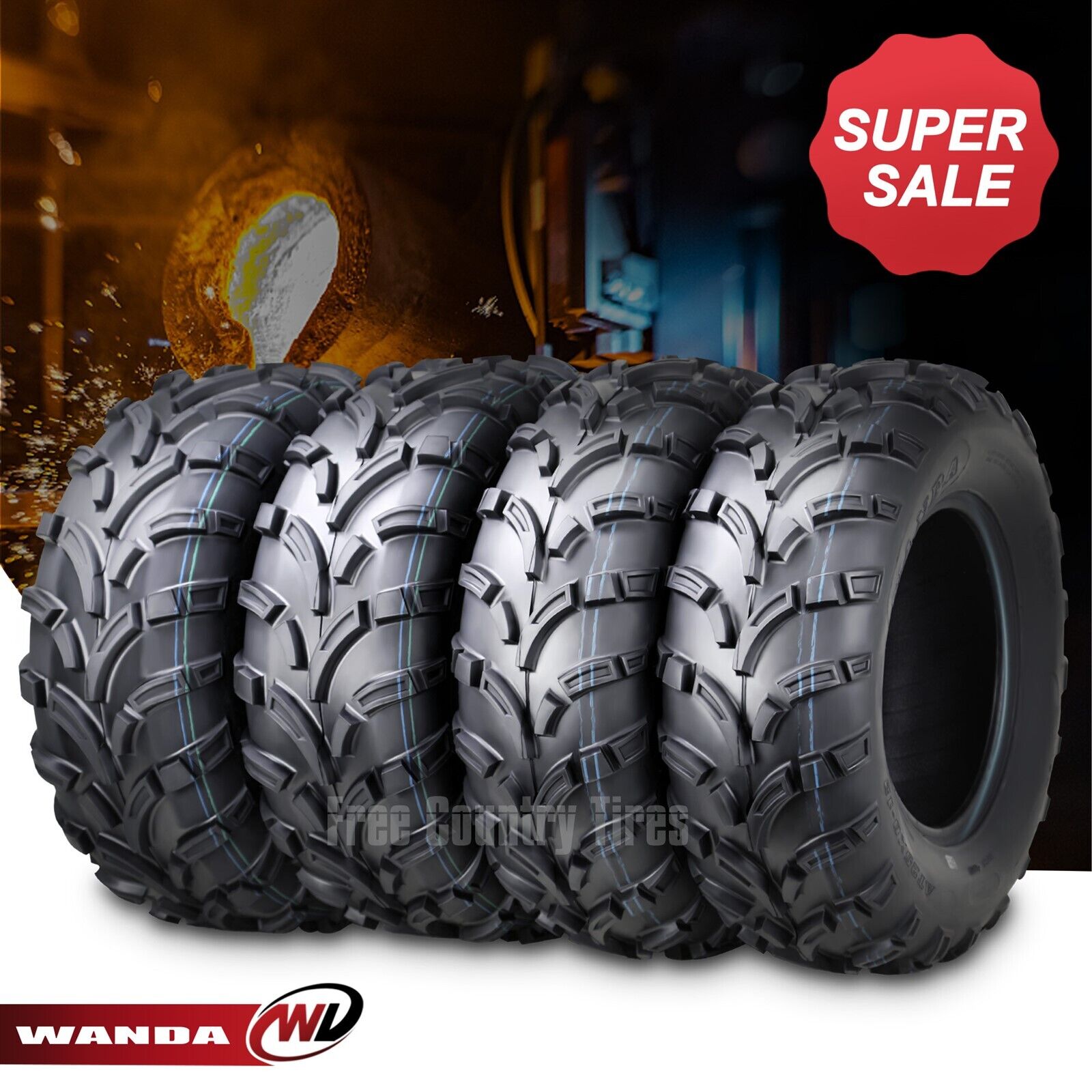 Set 4 ATV Tires 24x8-12 24x8x12 Front & 24x10-11 24x10x11 Rear 6PR Mud