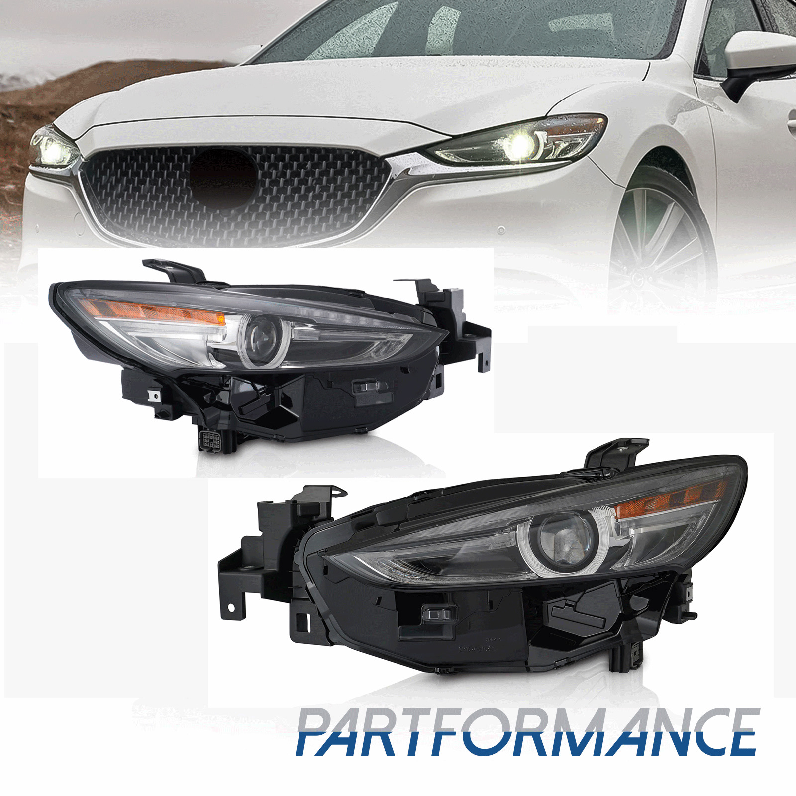 Full LED Headlights For 2019-2021 Mazda 6 Adaptive W/AFS Headlamps Pair LH+RH