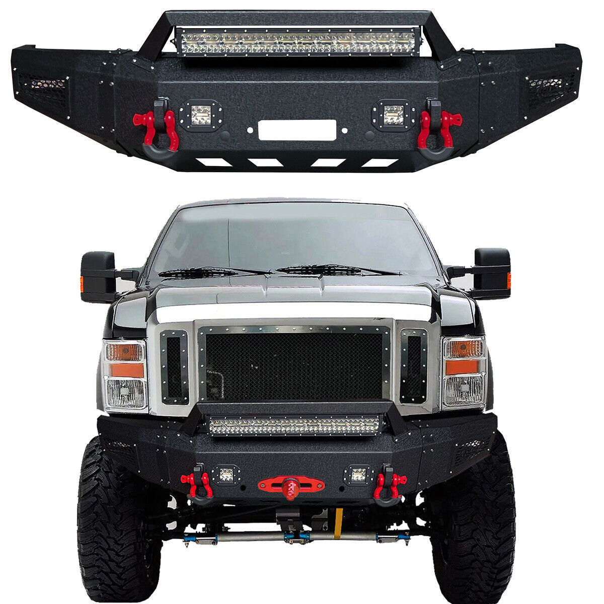 For 2008-2009-2010 Ford F250 F350 Front or Rear Bumper w/Winch Plate & LED Light