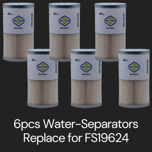 6 Pack Replace Fleetguard Cummins Fuel Filter / Water Separator FS19624