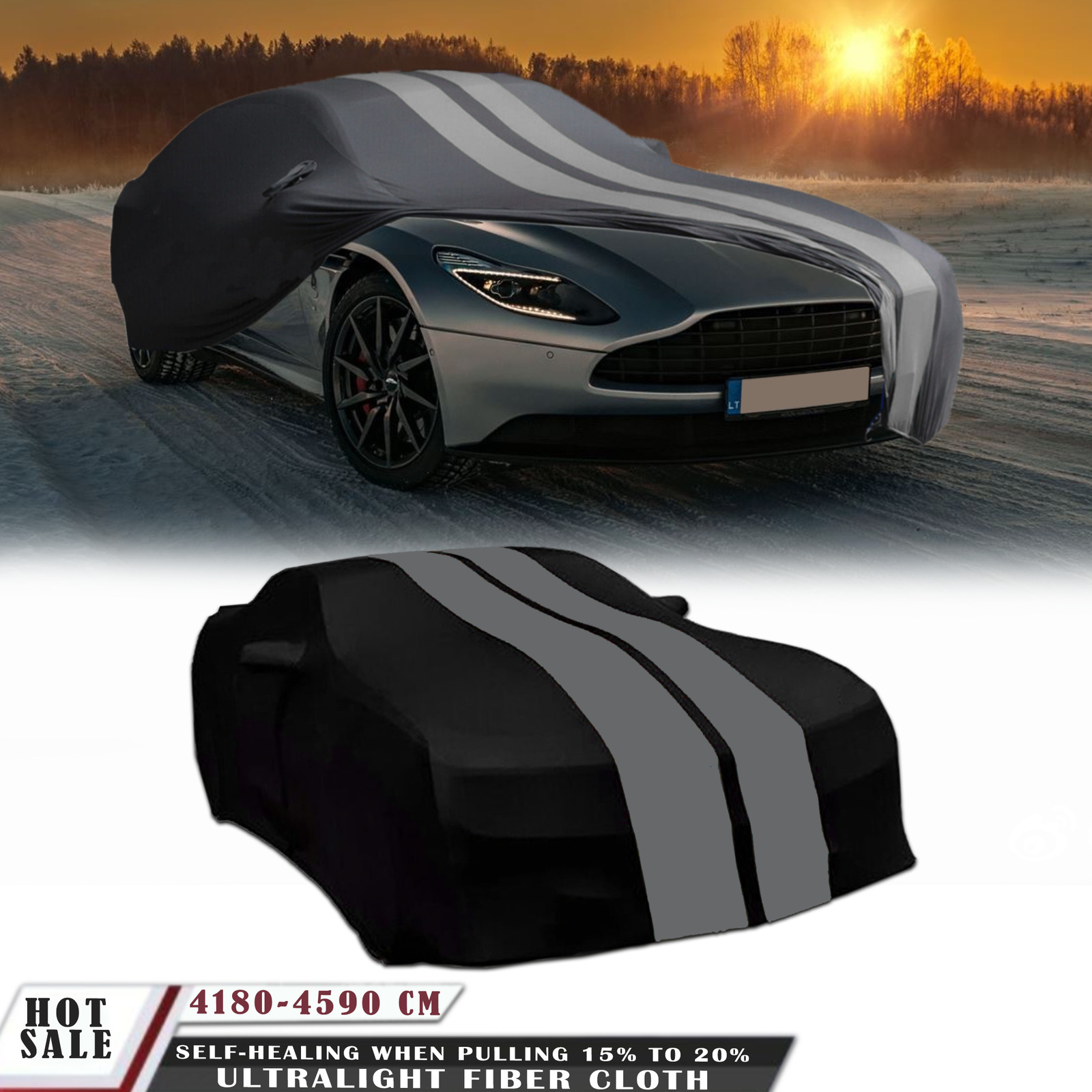For Aston Martin V8 Vantage Roadster Indoor Car Cover Satin Stretch Black/Grey