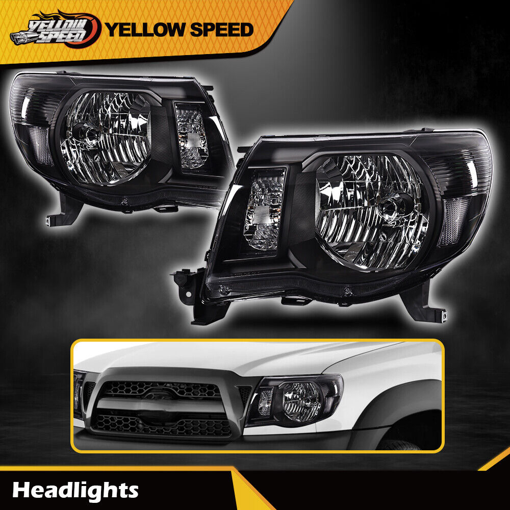 Headlights Left & Right Pair Set Fit For 2005-2011 Toyota Tacoma Assembly Black